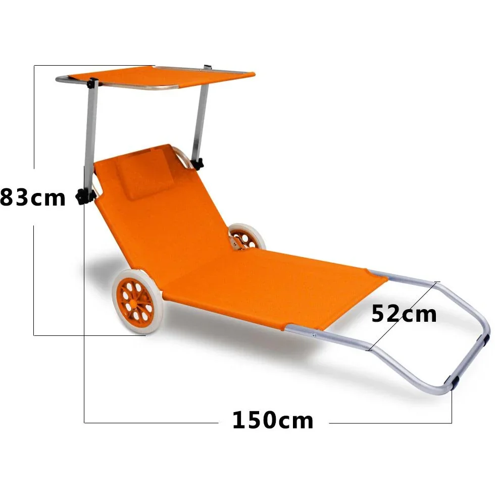 Liege Mobile Kreta Orange Aluminium mit 2 Rädern - 1