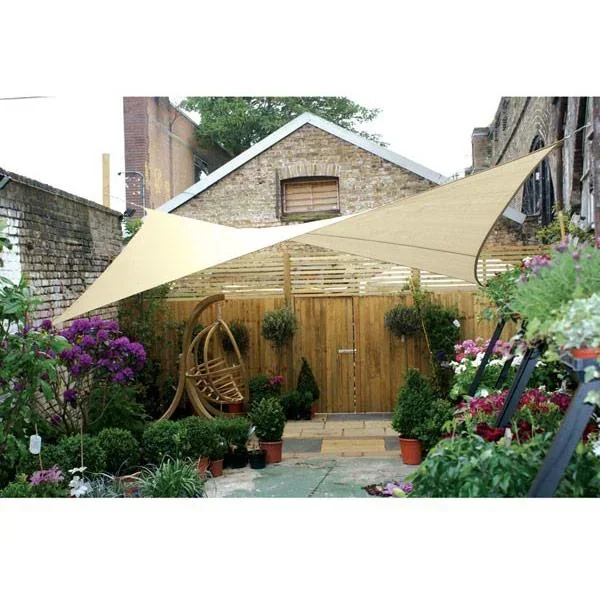 WASSERDURCHLÄSSIGES SONNENSEGEL - VIERECK - 5 x 5 m - CHAMPAGNE - 3