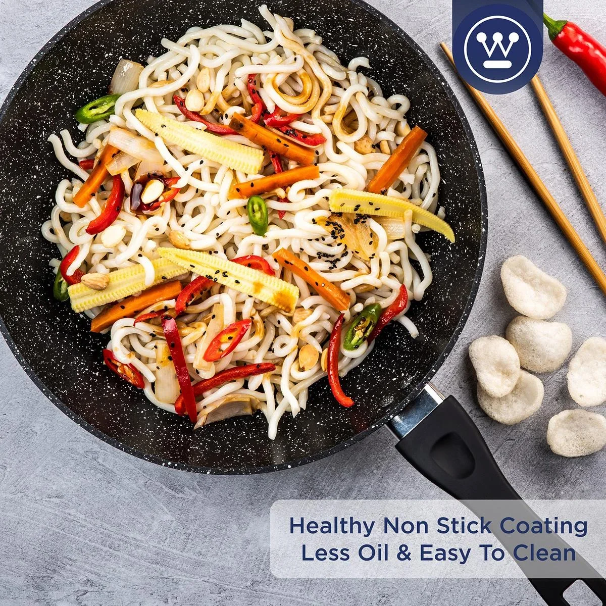 Wok-Pfanne Ø30 cm (12,5") Schwarzer Marmor - 3