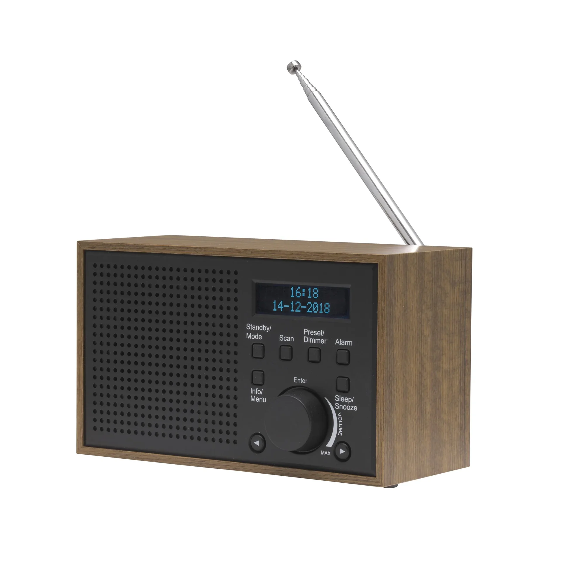 Retroradio mit Weckfunktion in Holzoptik, dunkelgrau DAB-46 - 0