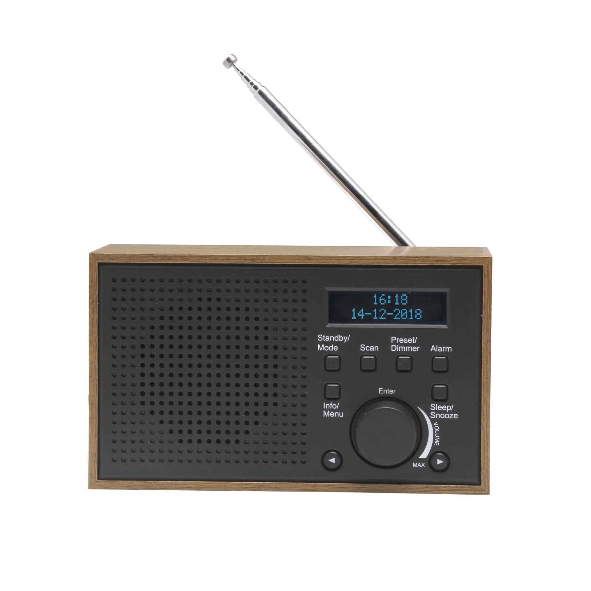 Retroradio mit Weckfunktion in Holzoptik, dunkelgrau DAB-46 - 1