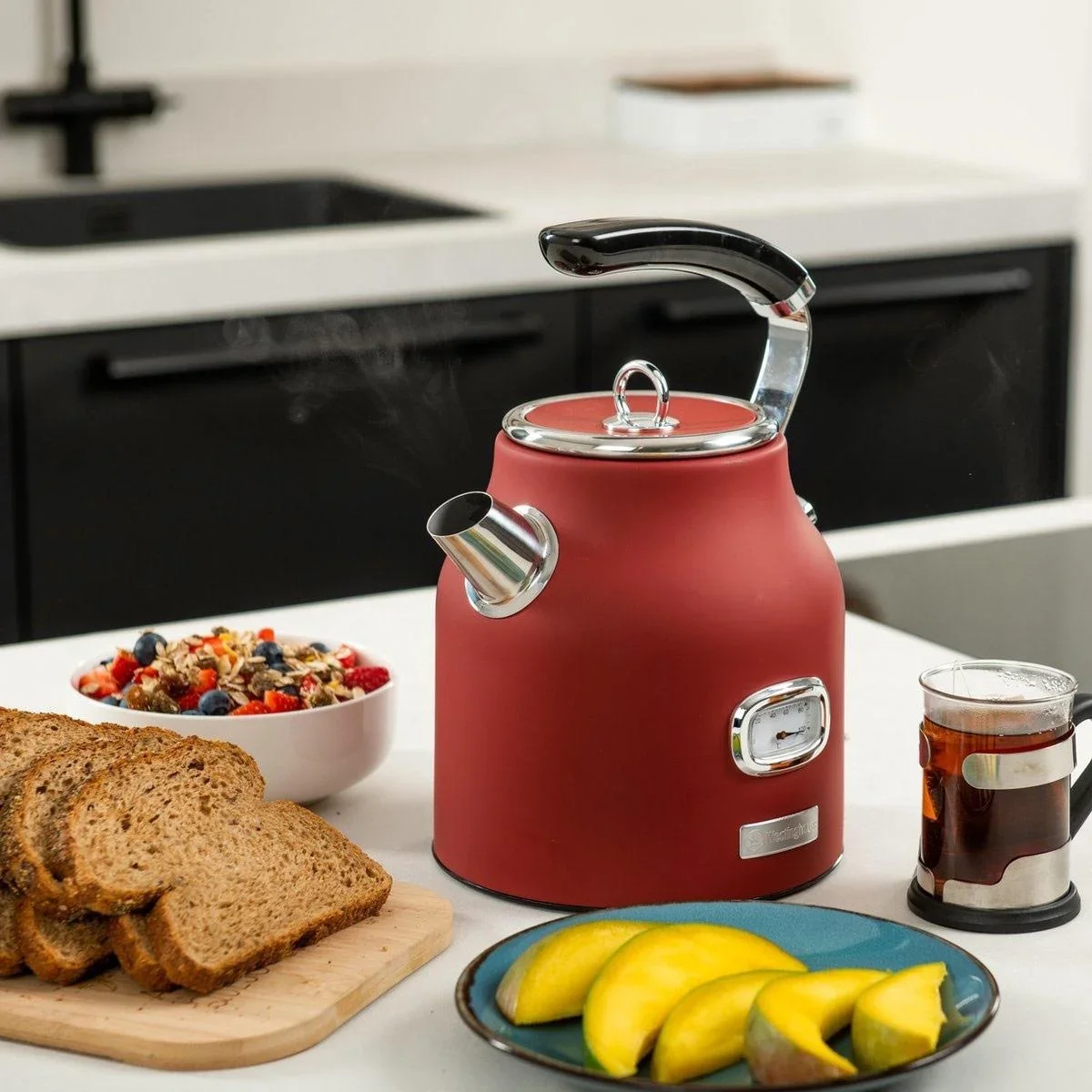 Retro-Wasserkocher - 1,7 Liter - Rot - 2