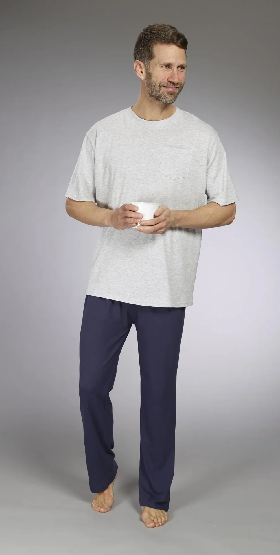 Herren Pyjama, Farbe grau/marine, Gr.M - 4