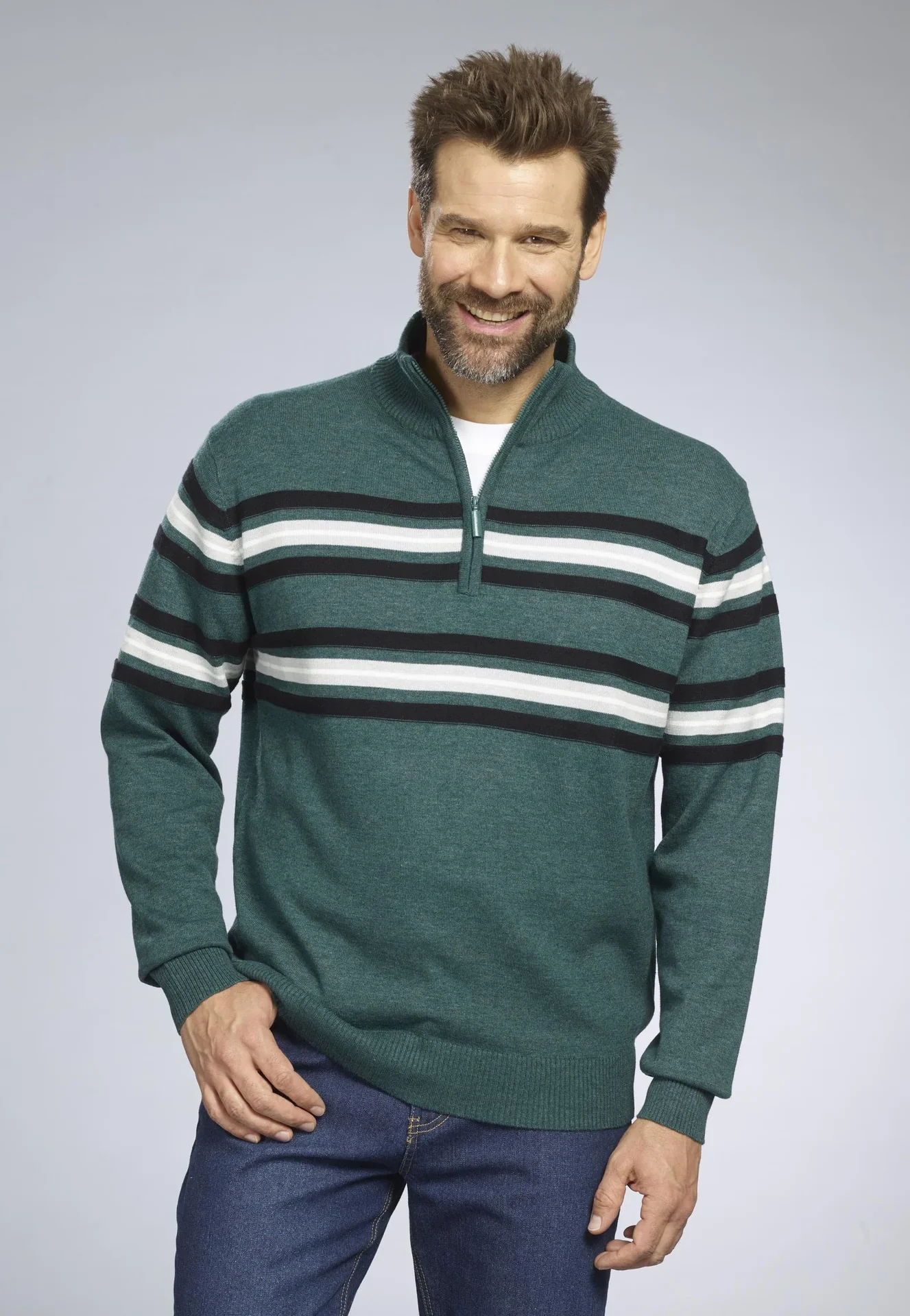 Pullover mit Streifen, Farbe grün, Gr.L - 0