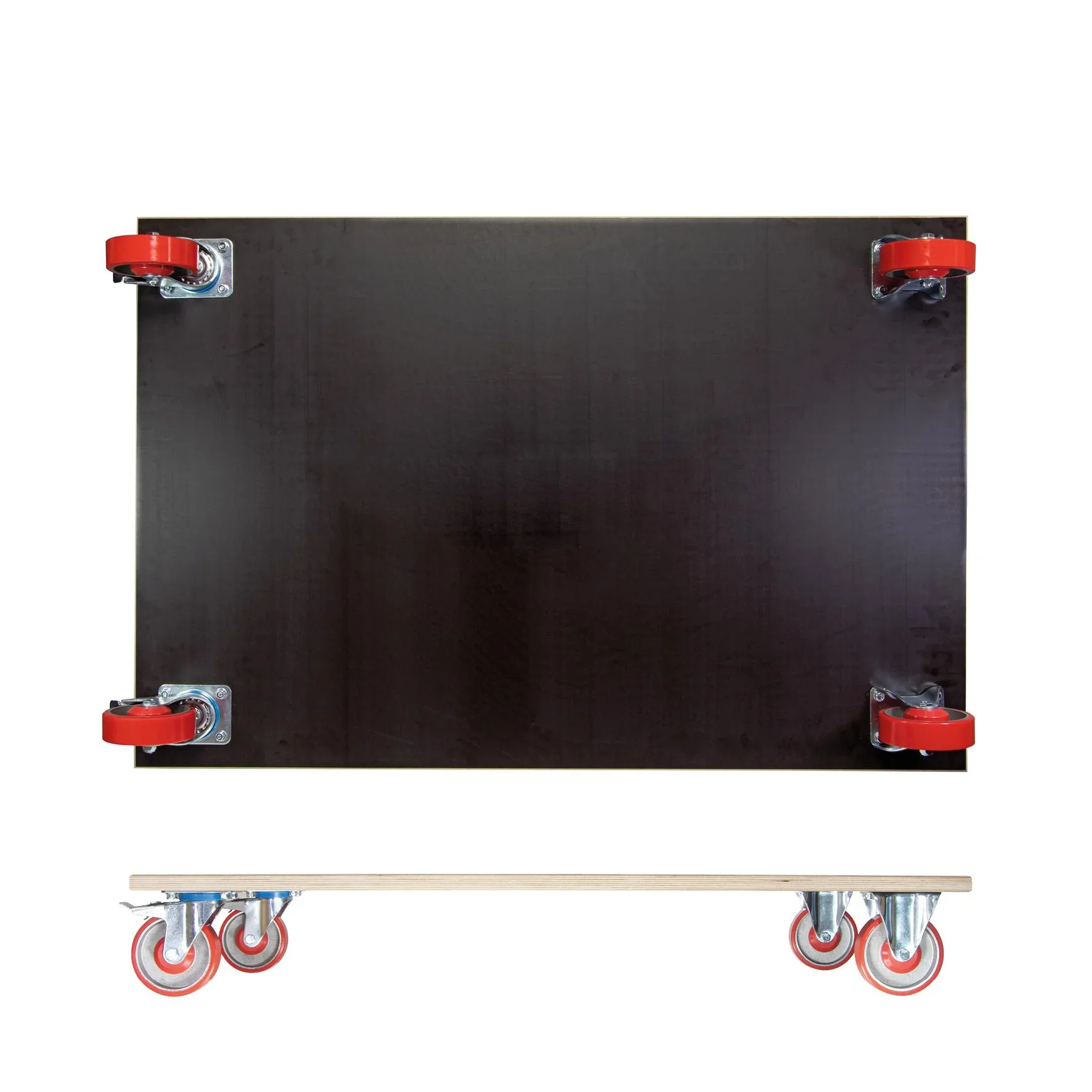 Transporthilfe MM 1349, 120 x 80 x 18 cm, harte Rollen Ø 125 mm Rollenlager, 2 Bremsen, Platte FSC®, Tragkraft 1.000 kg - 3