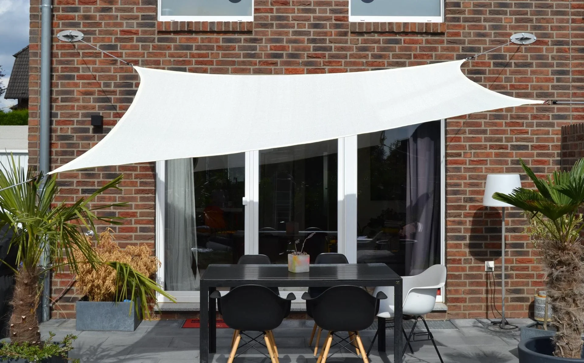 Viereck-Sonnensegel HDPE creme weiss 250 x 300cm - 2
