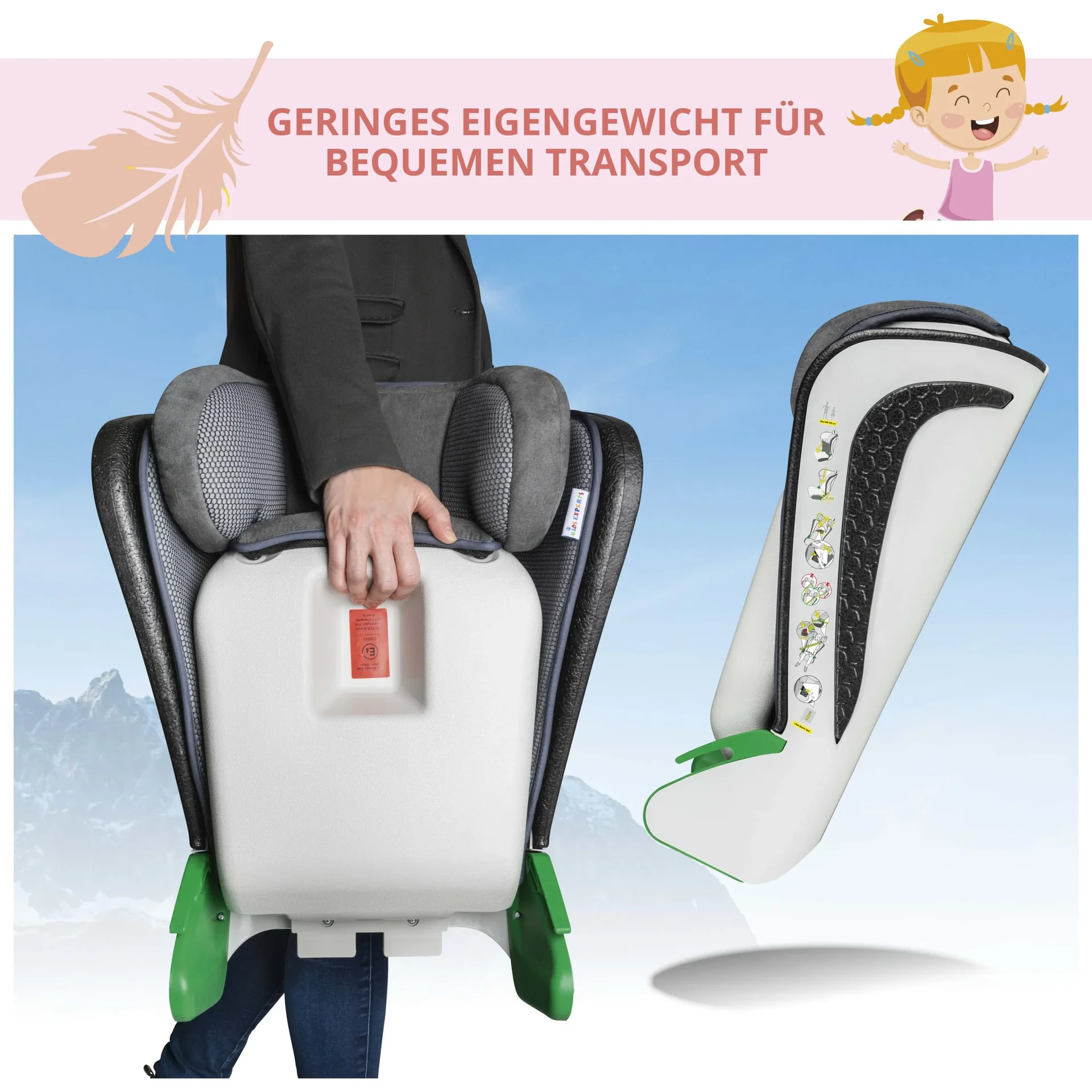 Kindersitz Noemi, klappbarer Auto-Kindersitz, anthrazit - 0