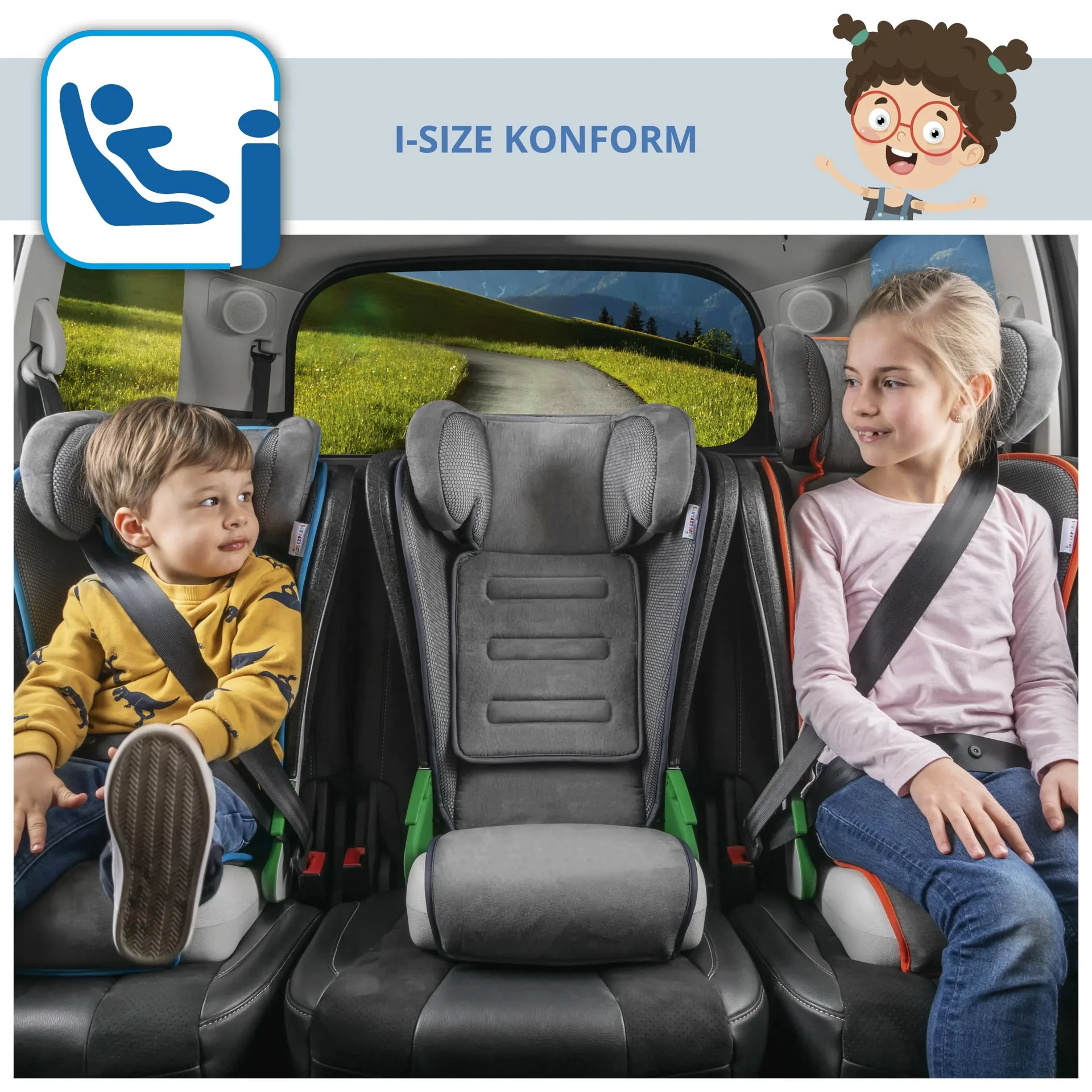 Kindersitz Noemi, klappbarer Auto-Kindersitz, anthrazit - 1