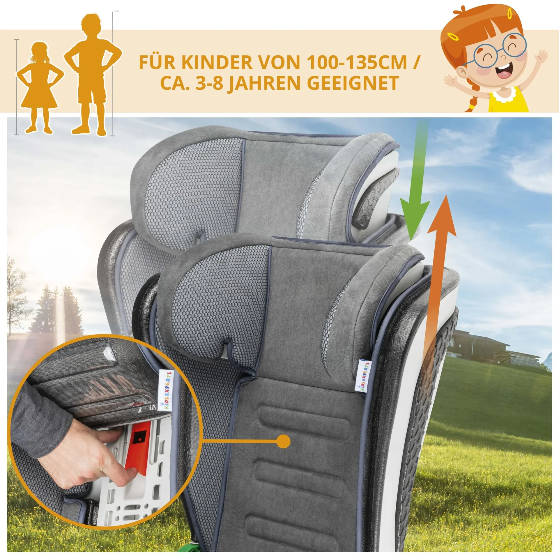 Kindersitz Noemi, klappbarer Auto-Kindersitz, anthrazit - 2