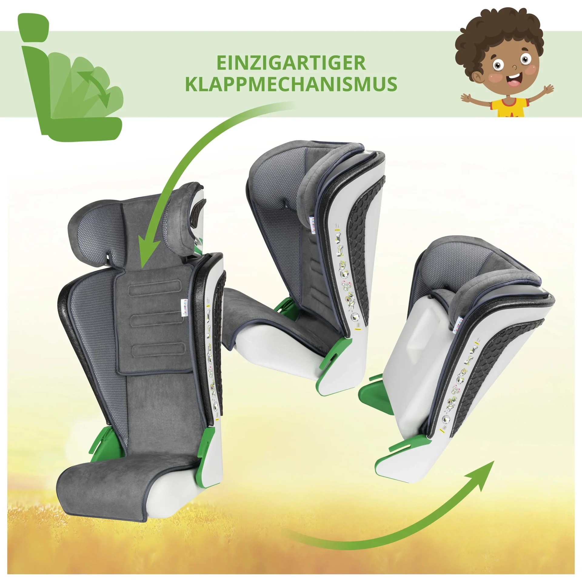 Kindersitz Noemi, klappbarer Auto-Kindersitz, anthrazit - 6