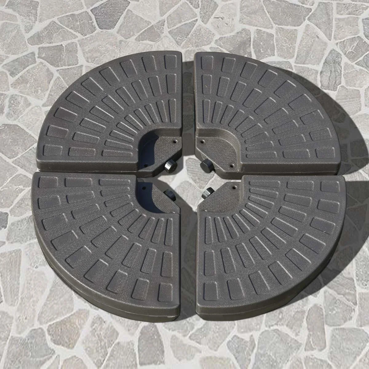 Schirmgewicht 4-tlg. Schirmständer mit 17 kg Wasser oder 25 kg Sand befüllbar HDPE Kaffee 100 x 100 x 10,5 cm - 4