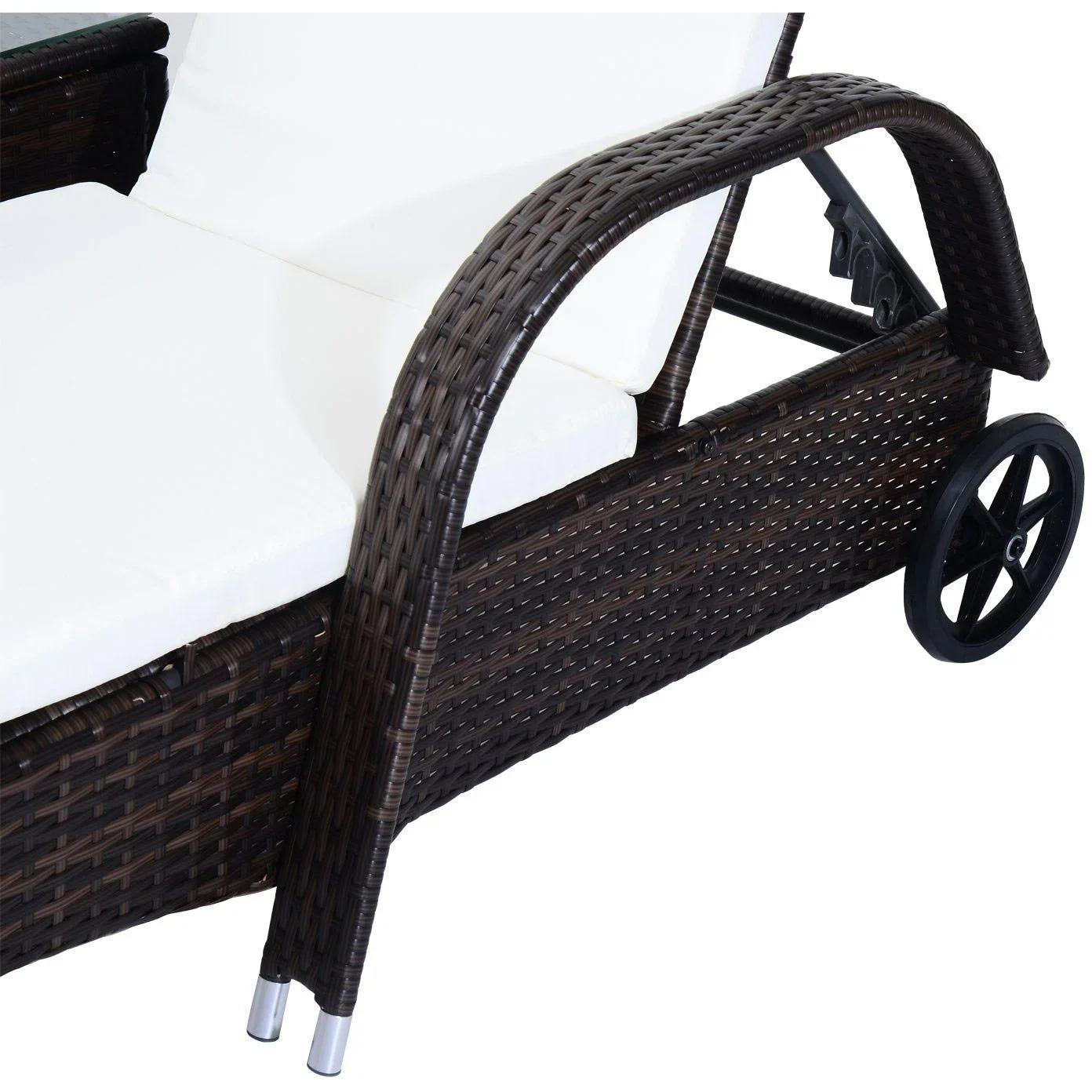 Sonnenliege Tisch 3er Set Gartenmöbel Polyrattan Braun - 0