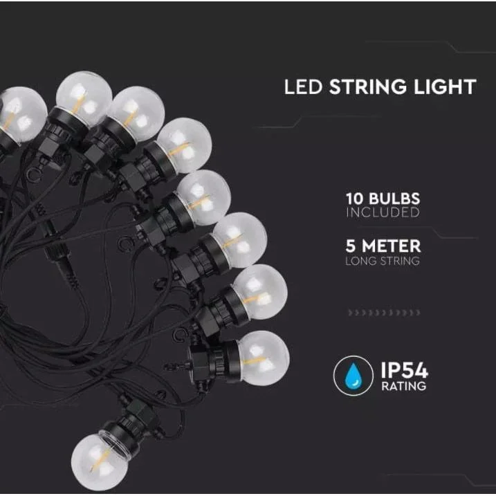 VT-71510 LED-Piercing-Kabel - 5 Meter - Mit Stecker - 10x 0,6w LED-Lampen - 3