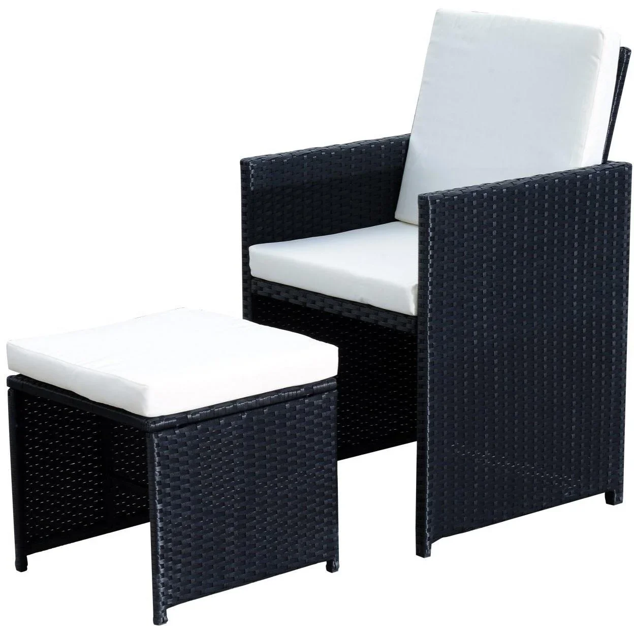 Polyrattan Essgruppe 21 tlg, Rattan Sitzgruppe 4 Stühle 4 Hocker inkl, Kissen - 1