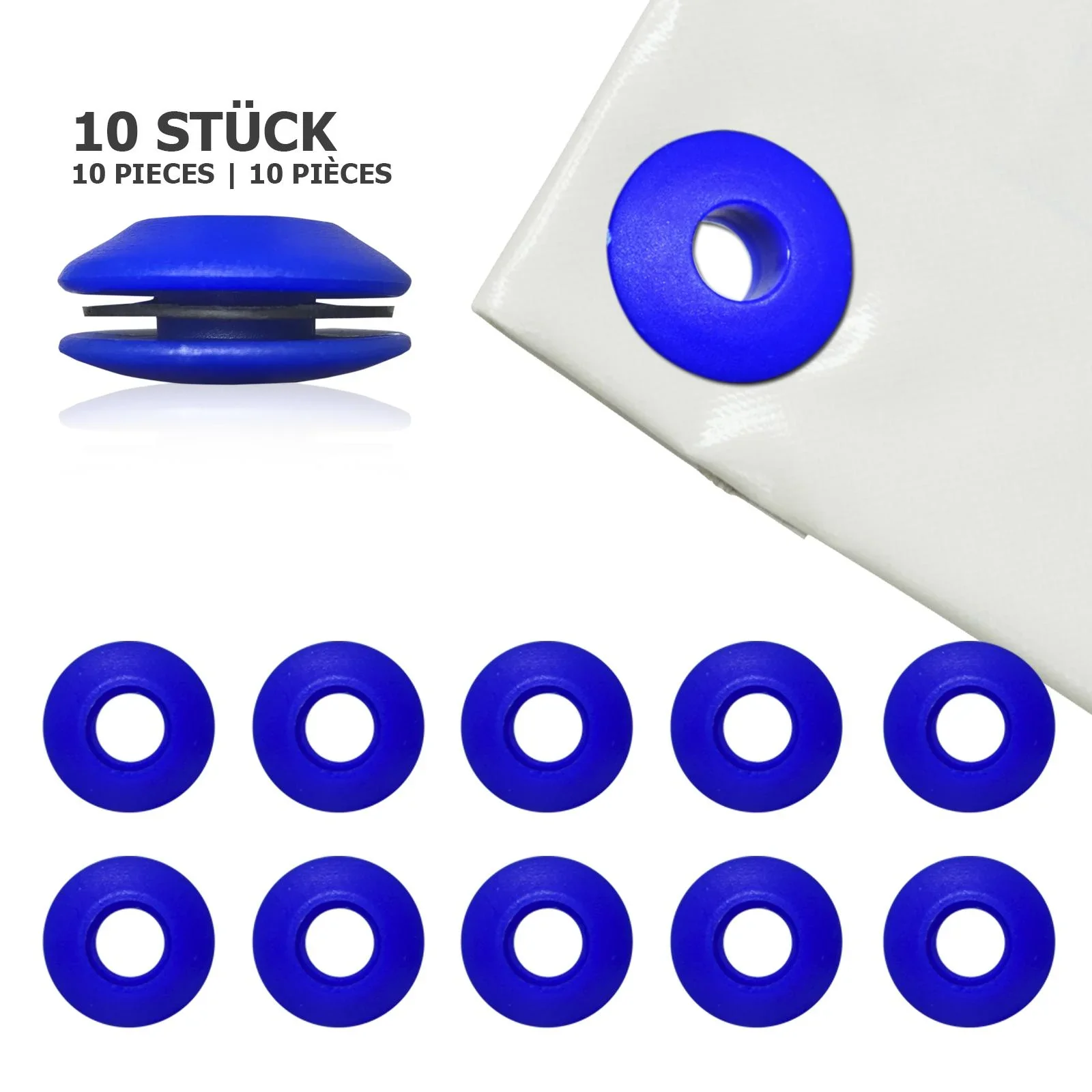 Planenösen, Kunststoff, Blau,10 Stück - 2