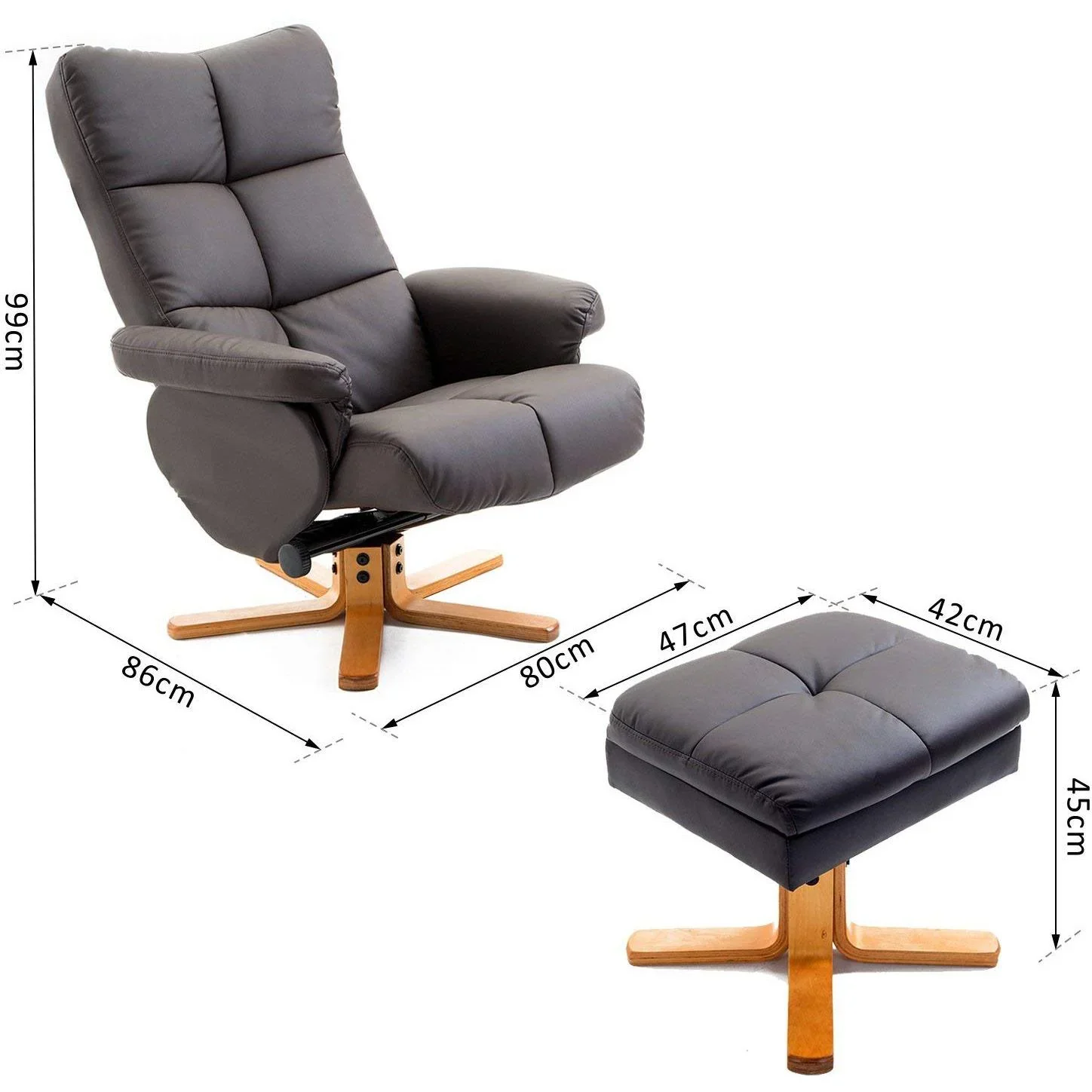 Relaxsessel Fernsehsessel mit Hocker Liegefunktion Braun - 0