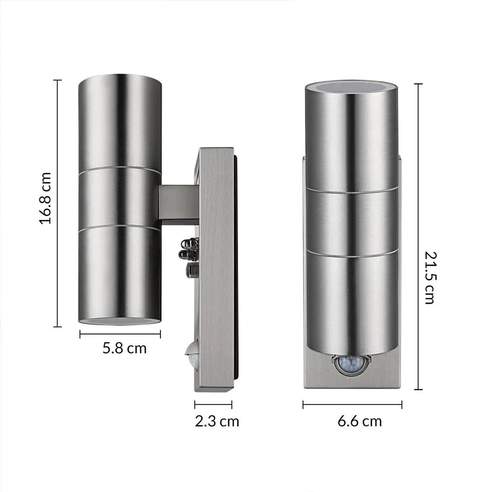 Wandleuchte Edelstahl flieder mit Sensor - 2