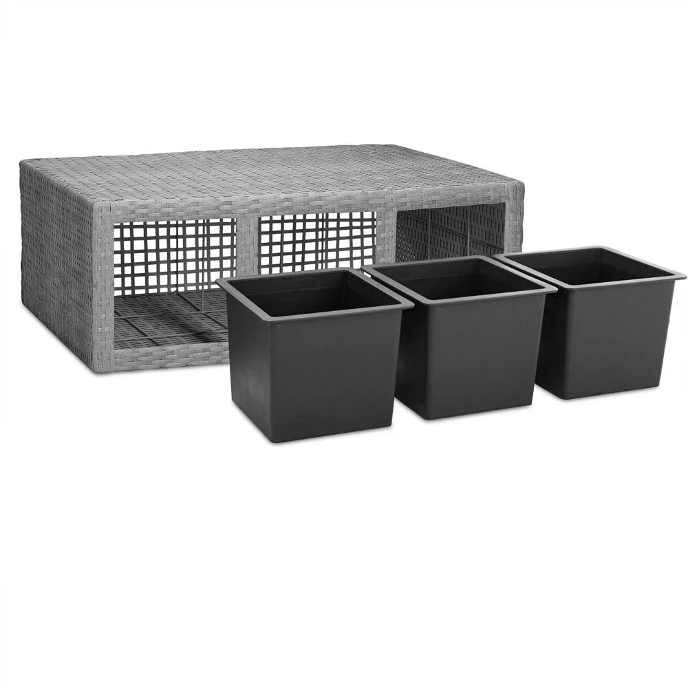Polyrattan Blumentopf grau 83x30,5x60cm - 3