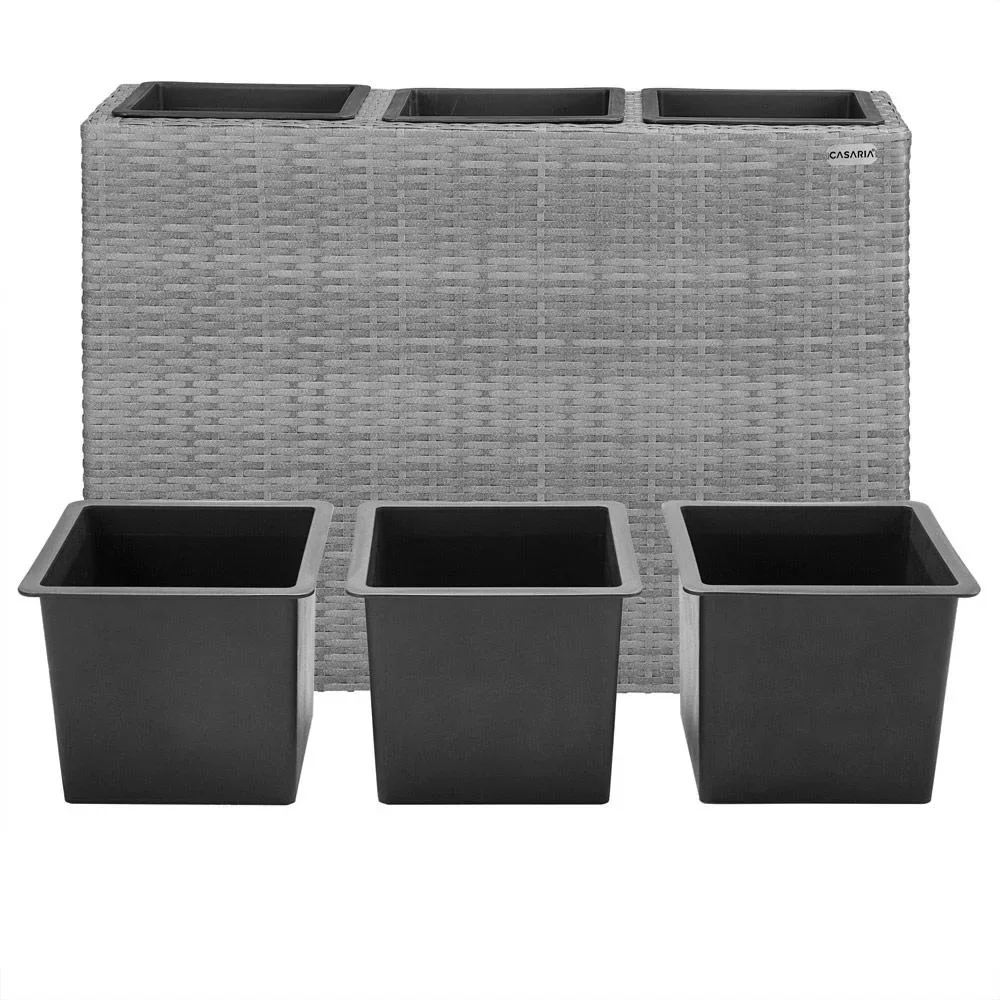 Polyrattan Blumentopf grau 83x30,5x60cm - 4