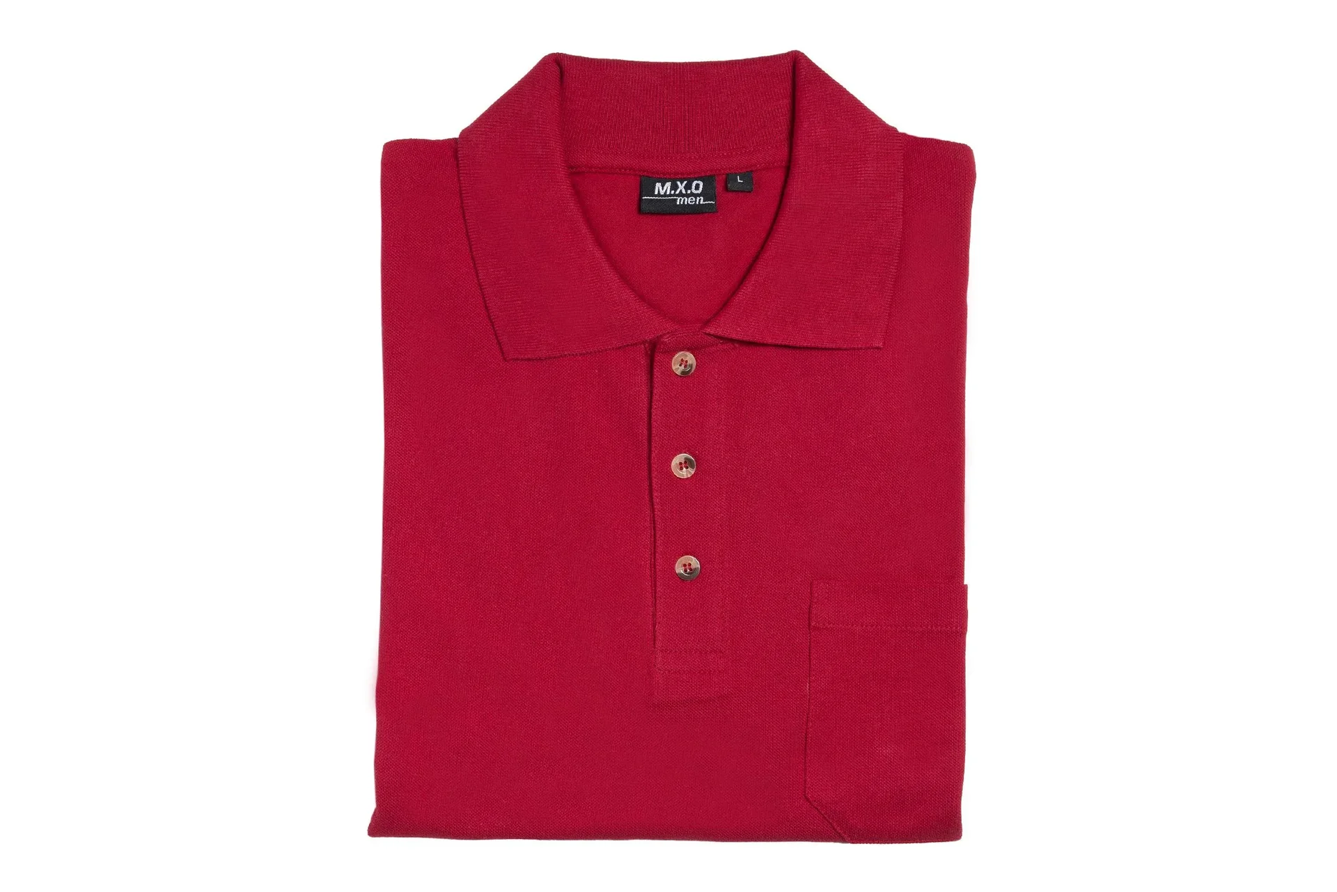 Poloshirt mit Knopfleiste und Brusttasche, Farbe rot, Gr.XL - 0
