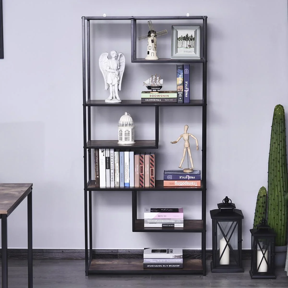 Bücherregal braun/schwarz - 1
