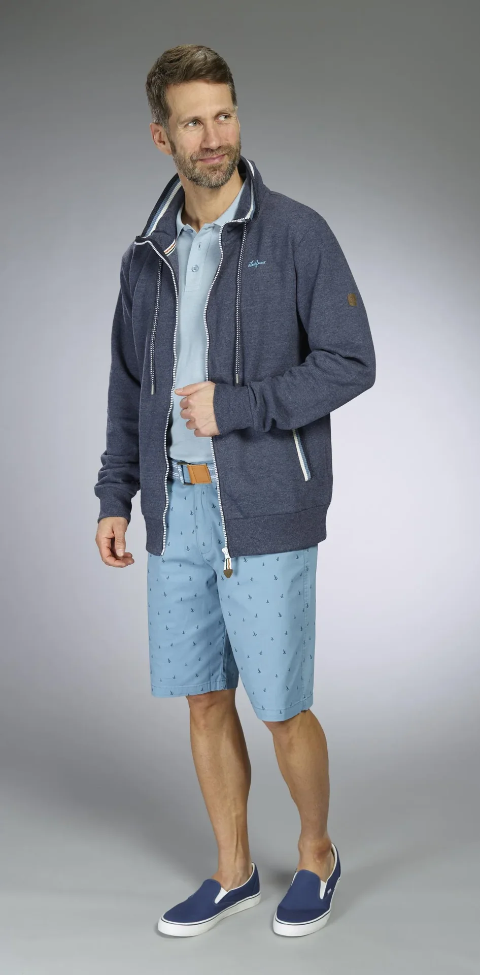 Sweatjacke, Farbe marine/melange, Gr.M - 2