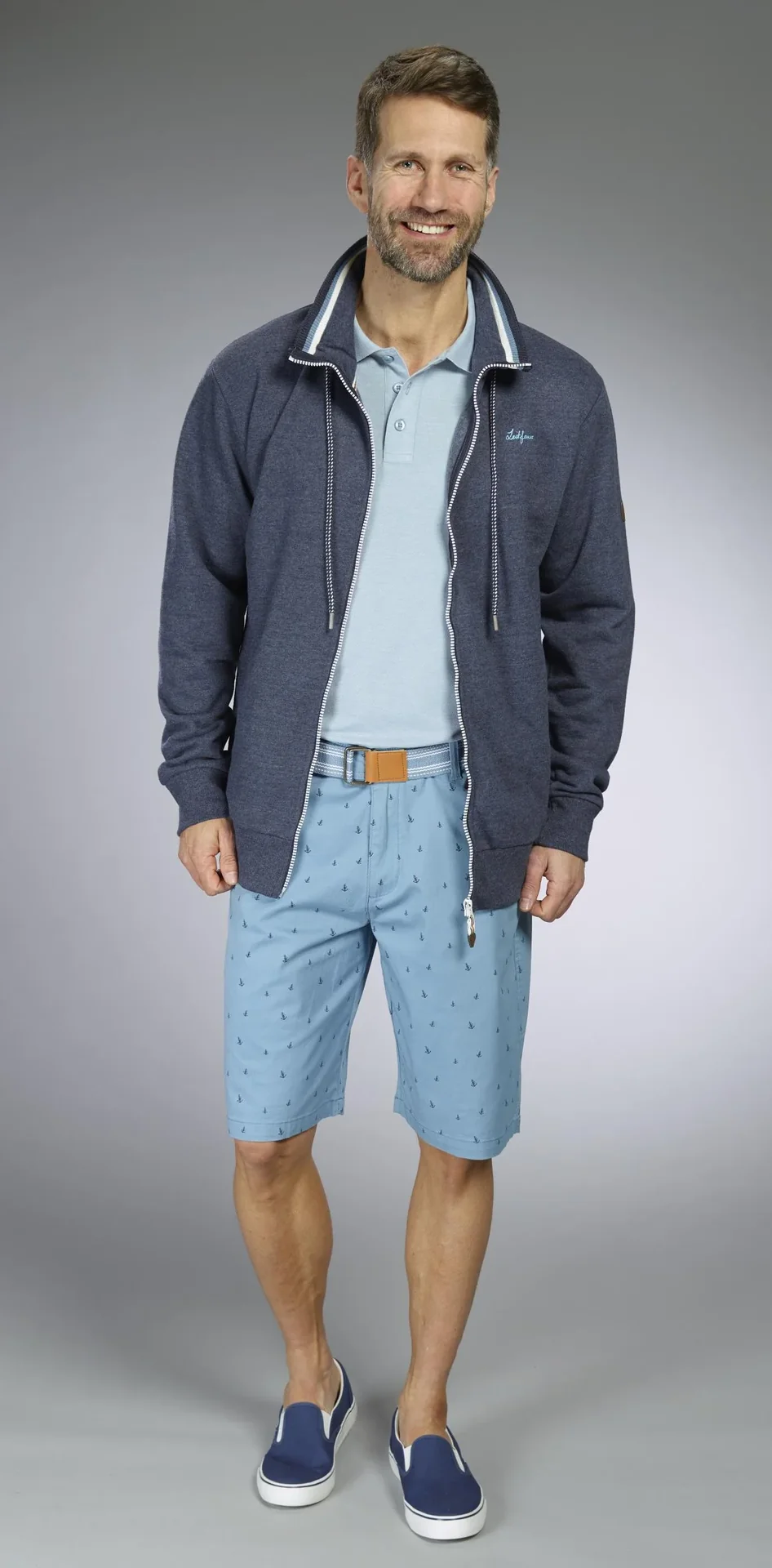Sweatjacke, Farbe marine/melange, Gr.M - 3