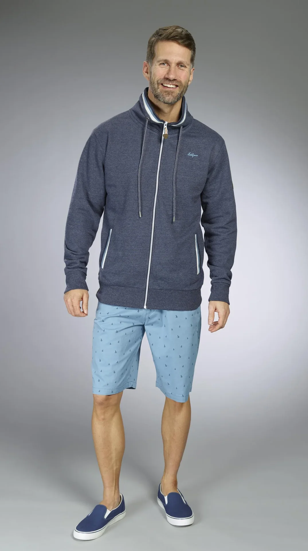 Sweatjacke, Farbe marine/melange, Gr.M - 4