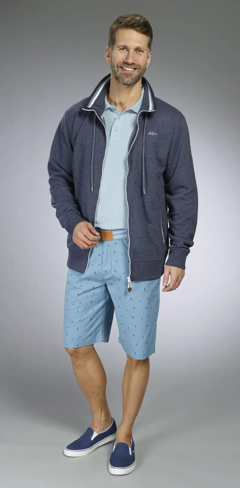 Sweatjacke, Farbe marine/melange, Gr.M - 5