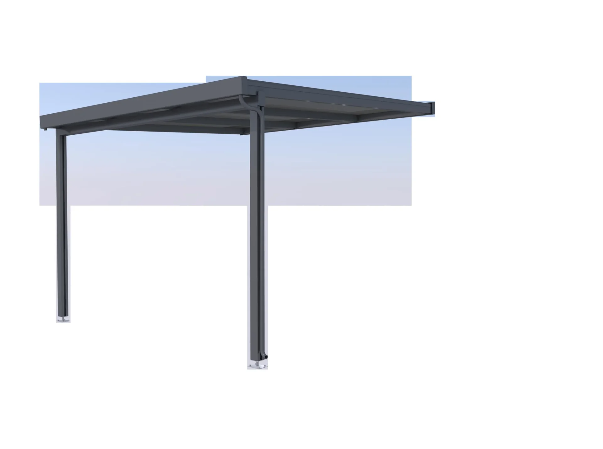 Terrassendach Premium, anthrazit, 3094 x 3060 mm - Polycarbonat Stegplatten 16 mm, klar - 4