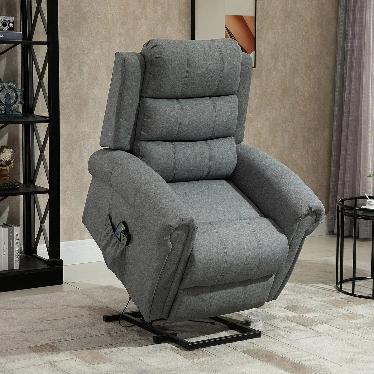 Massagesessel Massagestuhl Aufstehfunktion Wärmefunktion Fernbedienung Leinen 98 x 96 x 105 cm - 2