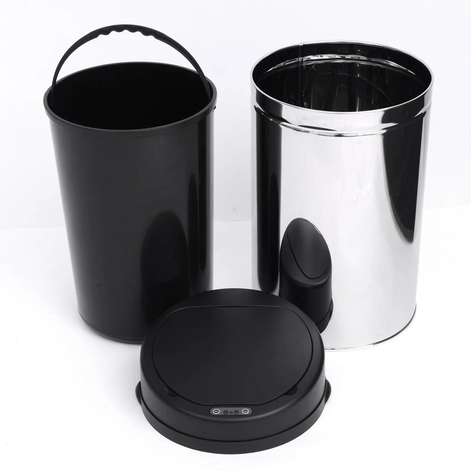Edelstahl Mülleimer 30L Automatik Sensor mit Inneneimer (rund) - 1