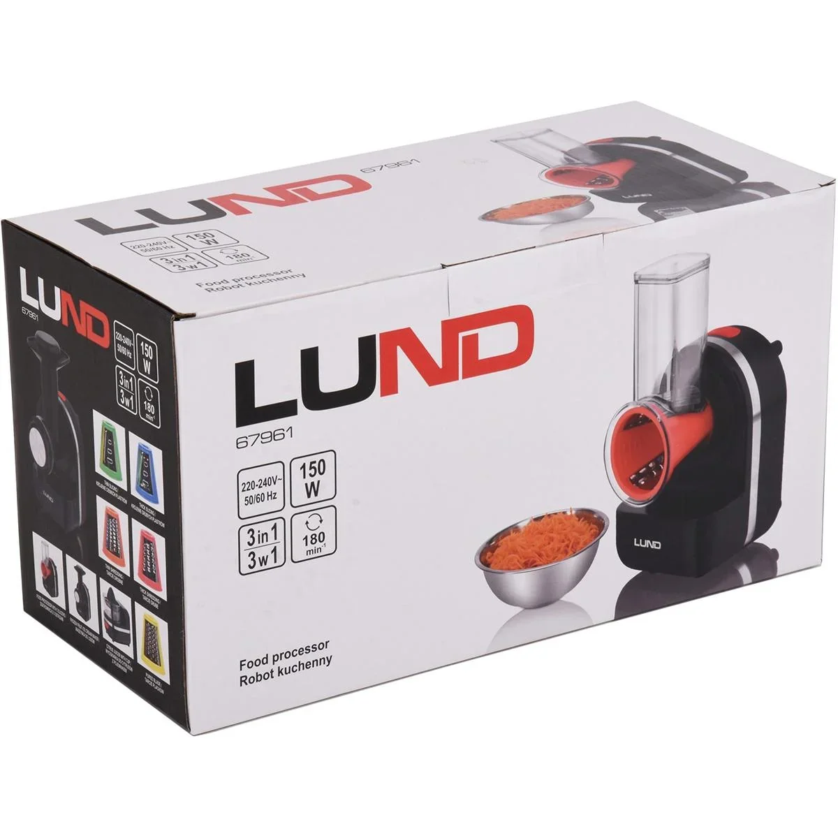 LUND Küchenmaschine/ Fleischwolf/ Entsafter 3IN1 - 150W - Anti-Rutsch-Füße - 2