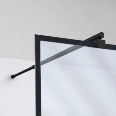 Duschwand in modernem Design 90 x 195 cm - Glasdusche mit matt schwarzen Wandprofil - 6