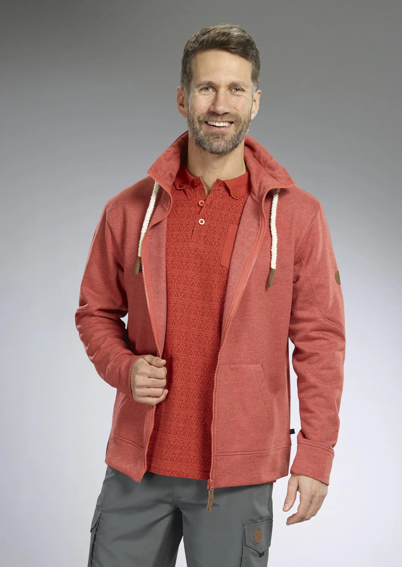 Poloshirt gemustert, Farbe rot, Gr.M - 1