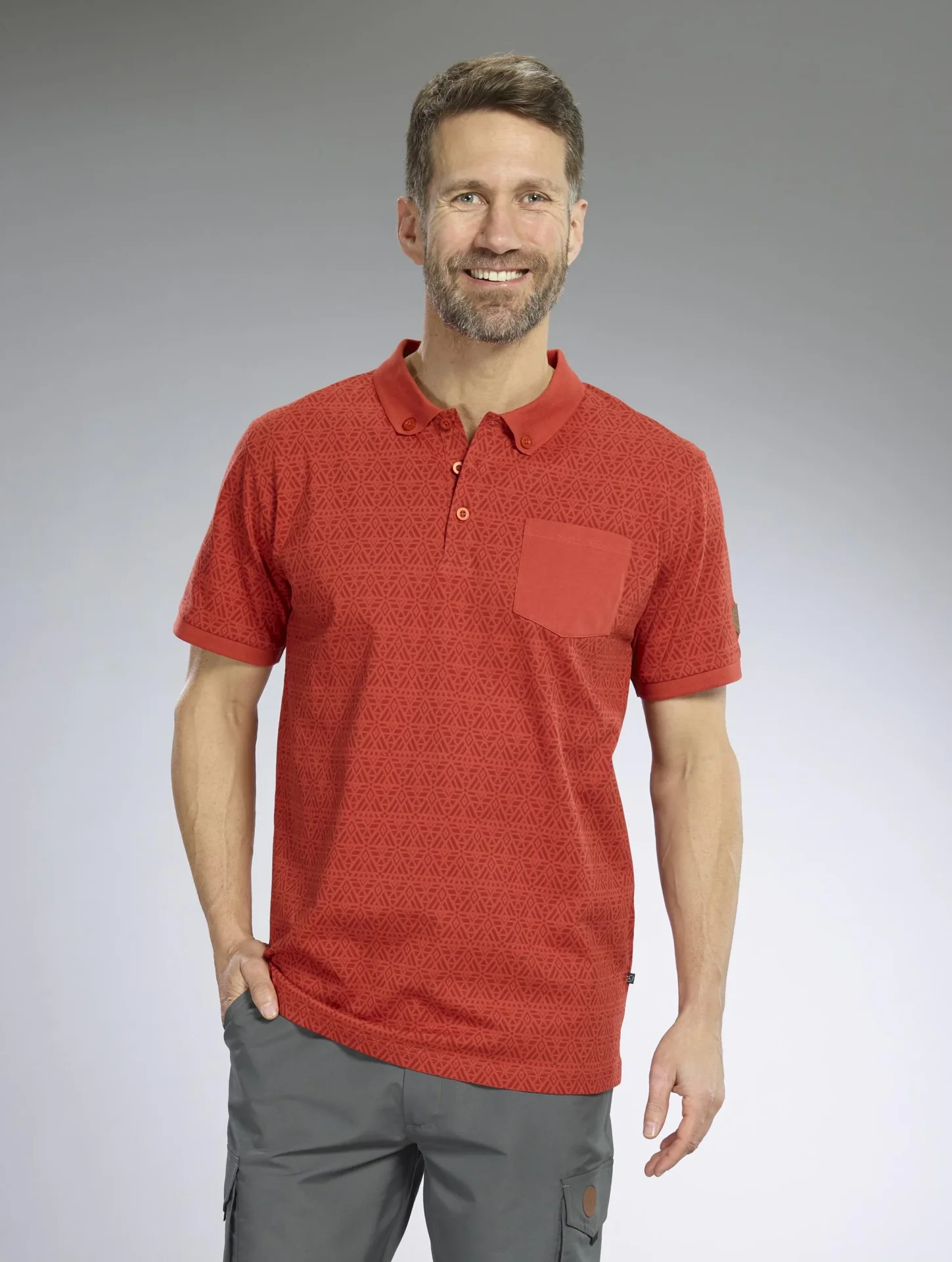 Poloshirt gemustert, Farbe rot, Gr.M - 2