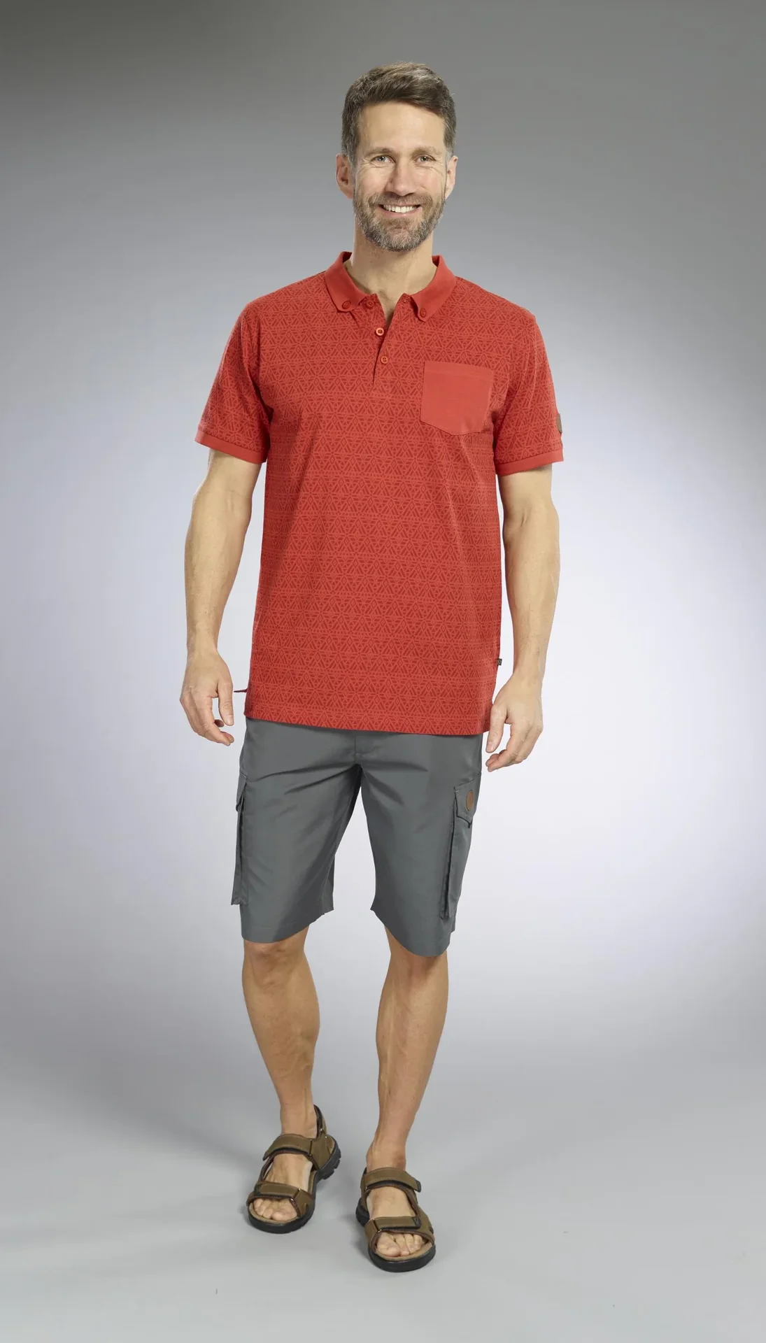 Poloshirt gemustert, Farbe rot, Gr.M - 4