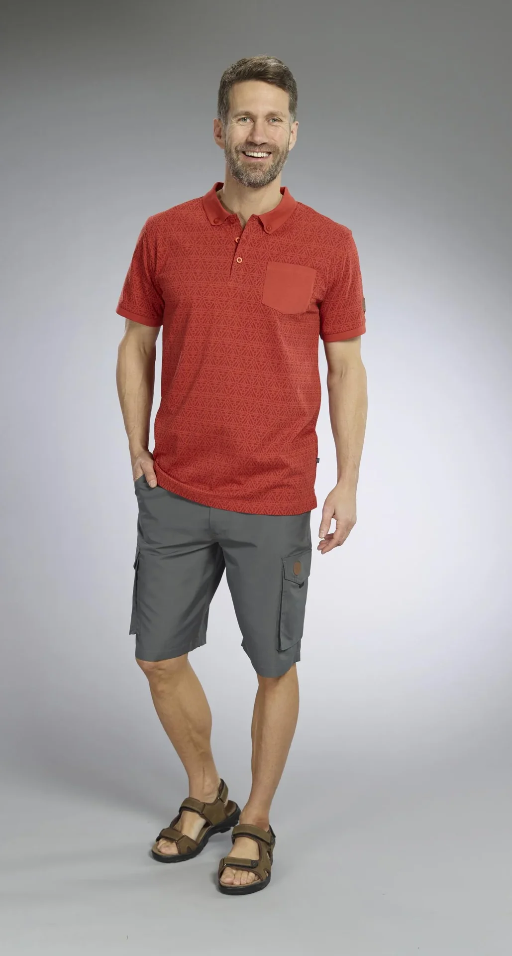 Poloshirt gemustert, Farbe rot, Gr.M - 7