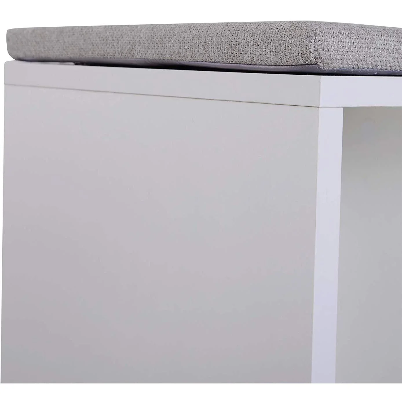 Schuhbank mit Sitzkissen Schuhschrank Schuhregal Lowboard Garderobe Flur Diele Holz Weiß 89,6 x 35,6 x 47 cm - 3