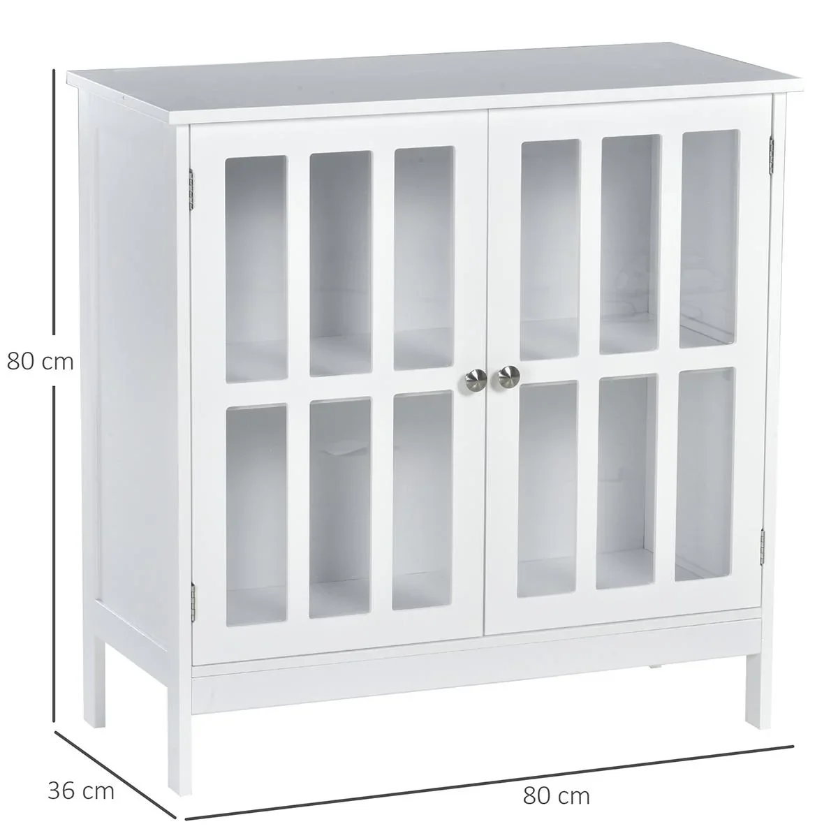 Küchenschrank Vitrine mit 2 Türen Badezimmerschrank MDF Acryl - 2