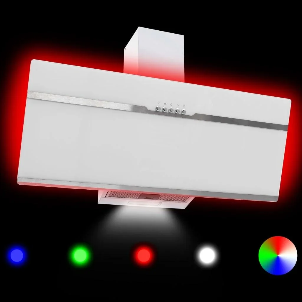 RGB-LED-Wandhaube 90 cm aus Edelstahl und gehärtetem Glas - 1