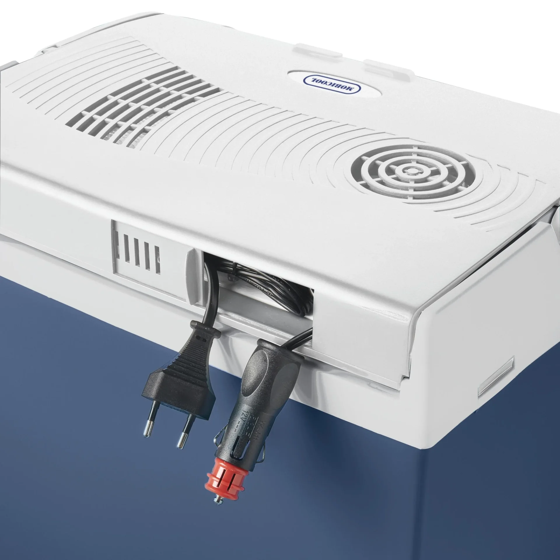 Thermoelektrische Kühlbox mit 25 Liter Fassungsvermögen und Sicherheitsgurtfixierung, blau 12/230 V - 1