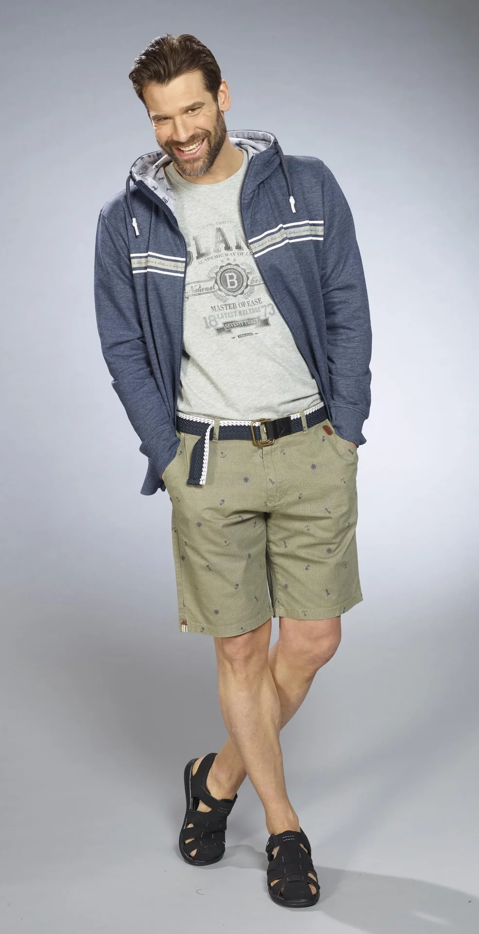 Shorts mit Maritimem Print, Farbe khaki, Gr.M - 0