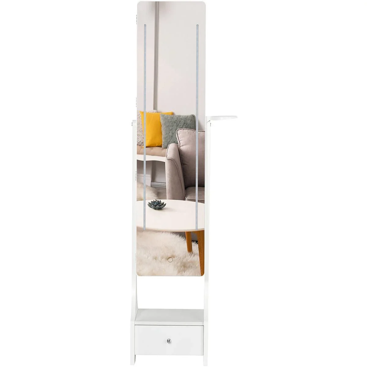 Led-Spiegel mit Schmuckschrank, weiß - 1