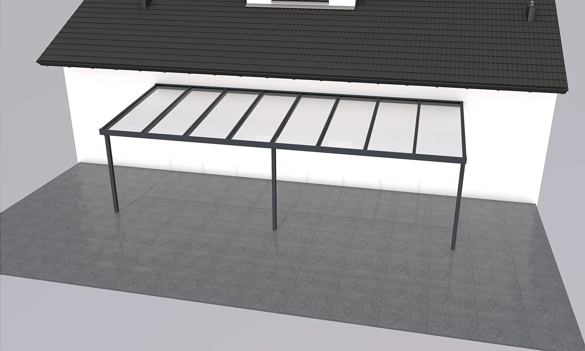 Terrassendach Premium, anthrazit, 8125 x 3060 mm - 10mm Verbundsicherheitsglas (VSG) - 0