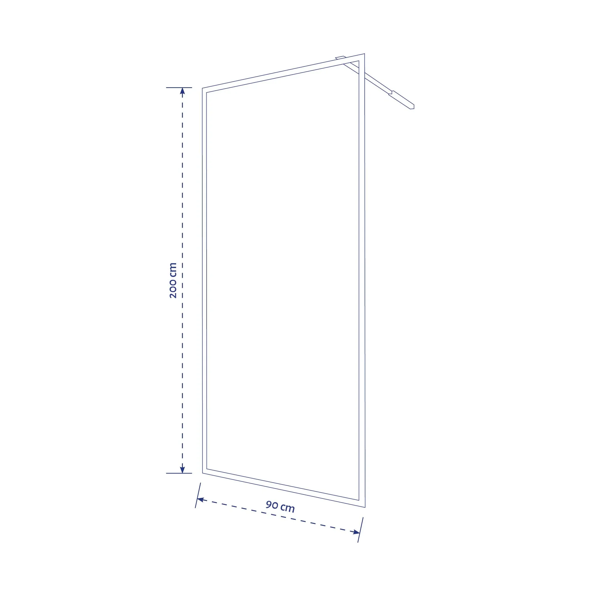 Walk-IN Glas-Duschwand 90 x 200 cm, Duschabtrennung mit barrierefreiem Einstieg inklusive Halterungsstange, matt schwarz - 8