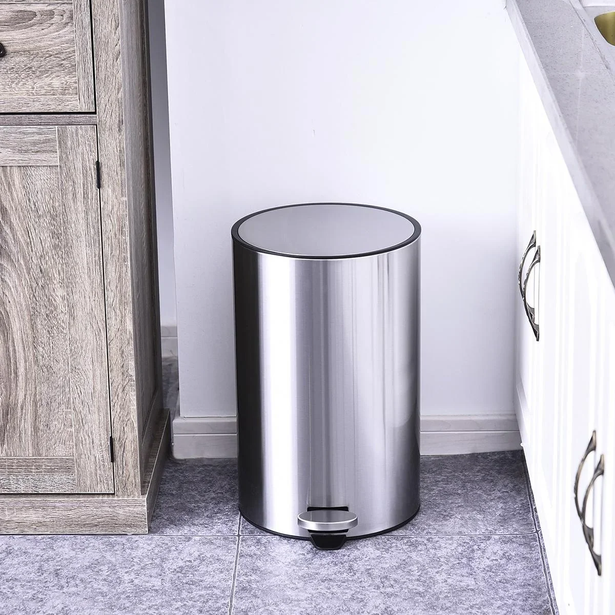 Mülleimer mit Inneneimer silber/schwarz - 2