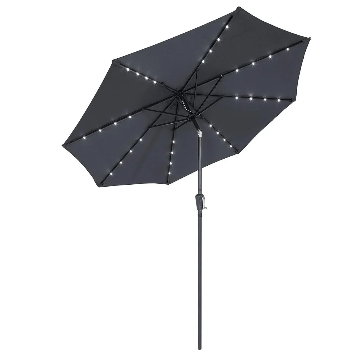 Sonnenschirm Maïmi mit LED-Beleuchtung schwenkbar anthrazit - Ø 2,7m - 2