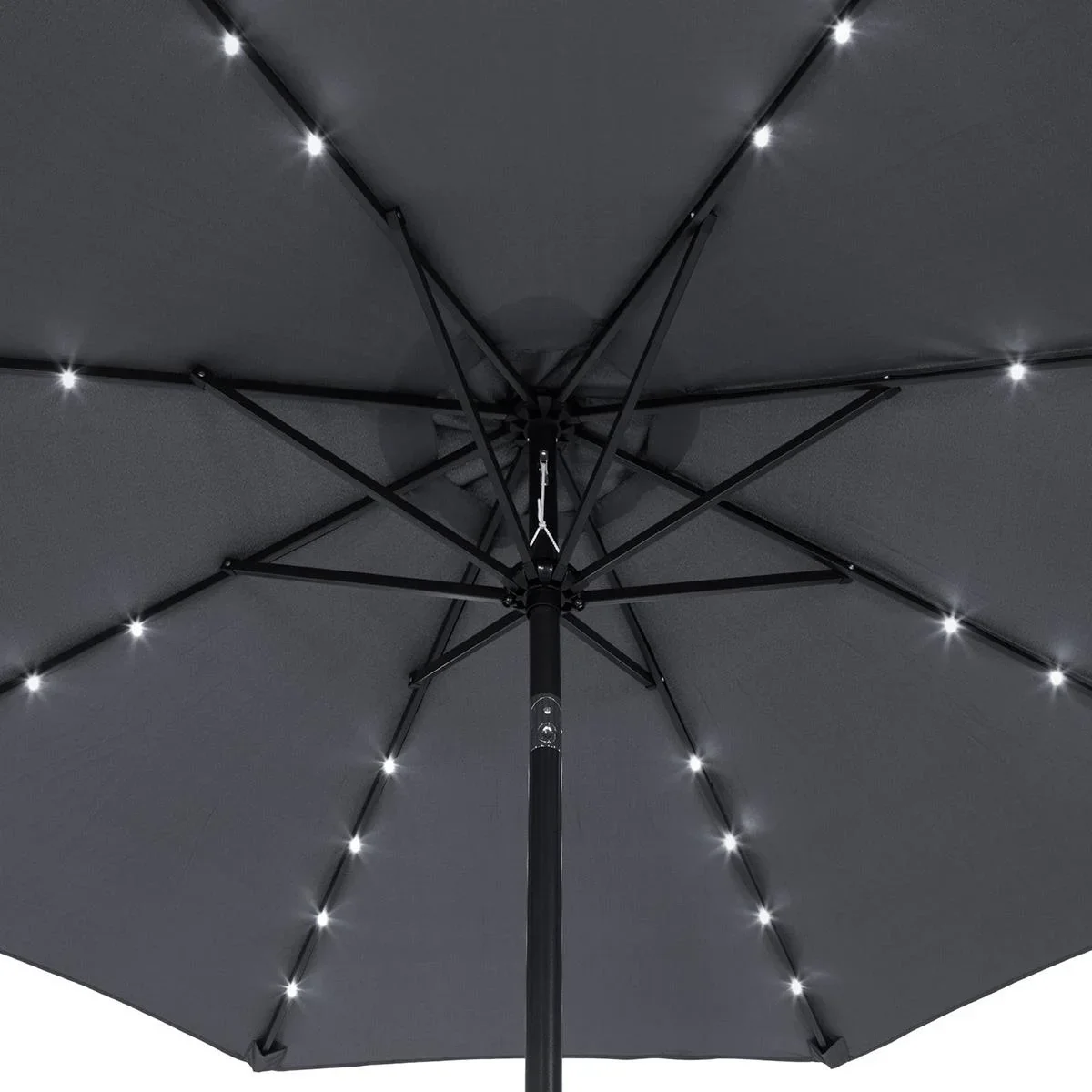 Sonnenschirm Maïmi mit LED-Beleuchtung schwenkbar anthrazit - Ø 2,7m - 5