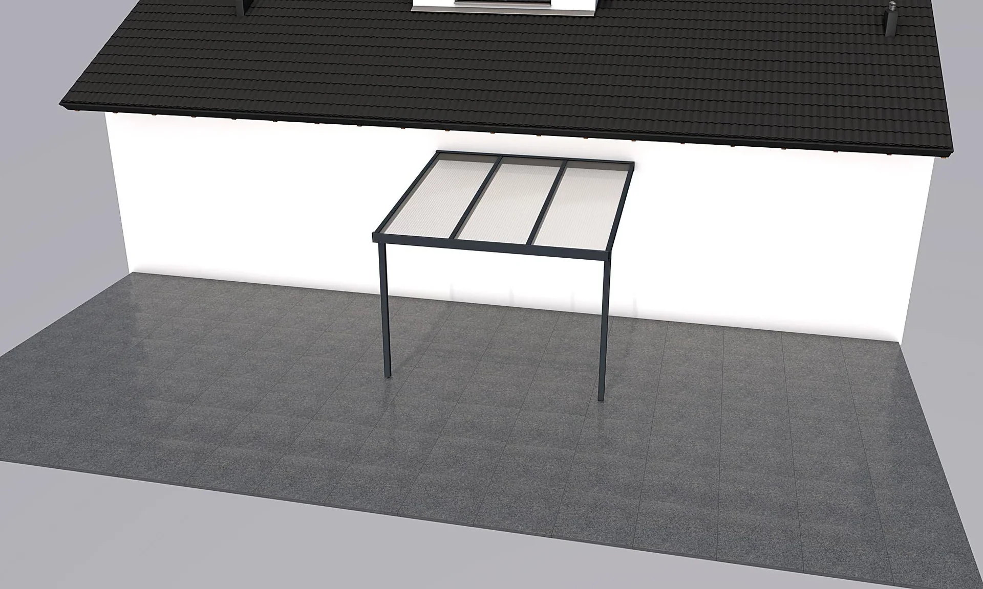 Terrassendach Premium, anthrazit, 3094 x 3060 mm - Acryl Stegplatten 16mm, klar - 3